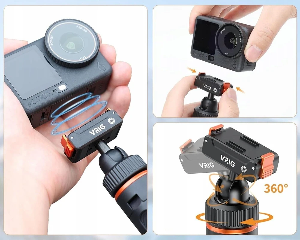 VRIG magnetinio trikojo rankena 3in1 skirta DJI Osmo Action 6 / Nano Vrig / Ac-86