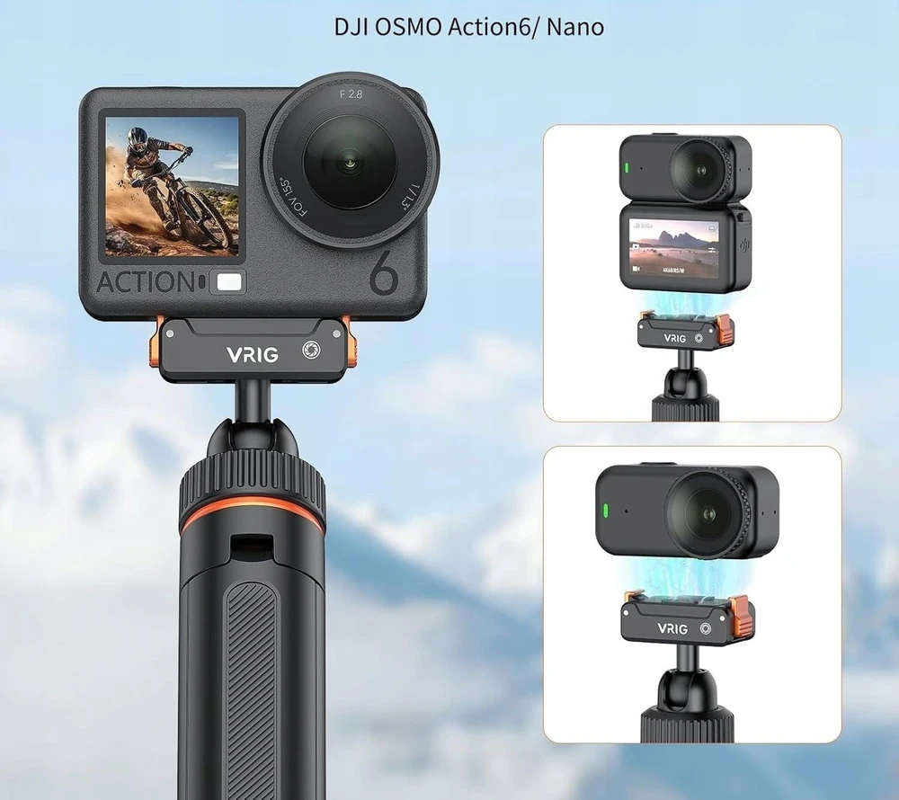 VRIG magnetinio trikojo rankena 3in1 skirta DJI Osmo Action 6 / Nano Vrig / Ac-86