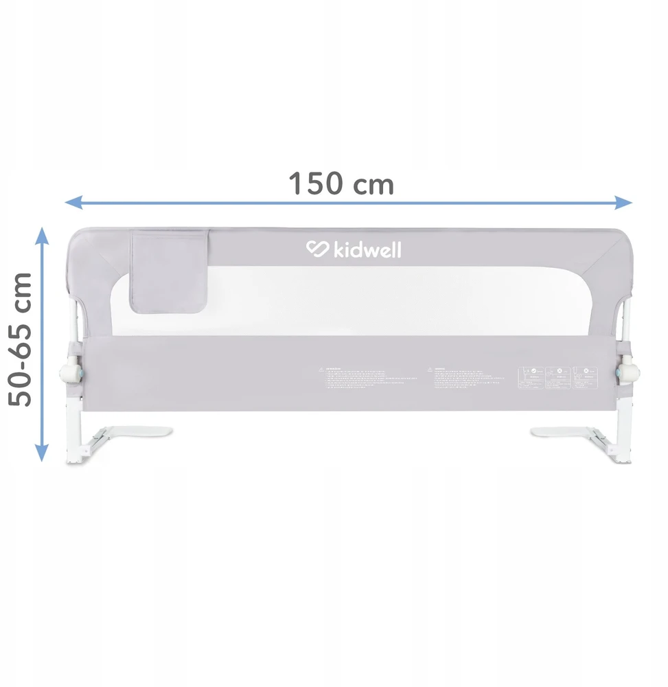 Selsey Apsauginis bėgelis KIDWELL Cori lovai, 150 cm prailginimas, aukštas, saugus