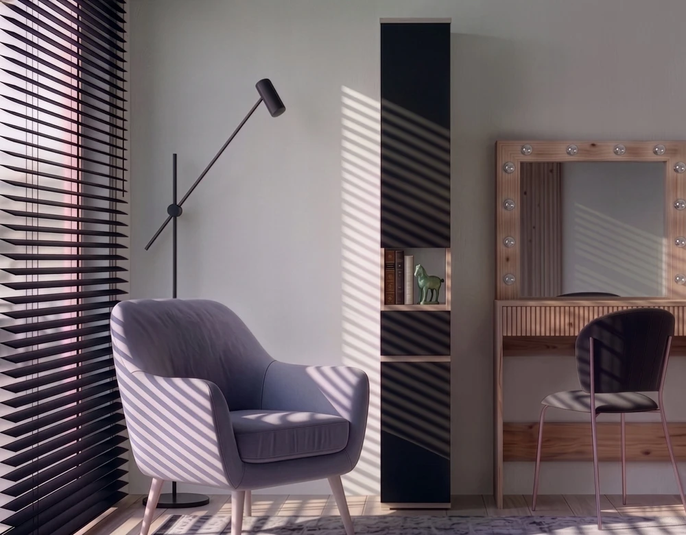 Selsey LIOR 2D1S ARTISAN ĄŽUOLO / JUODO SPALVOS knygų lentyna su stalčiumi biurui