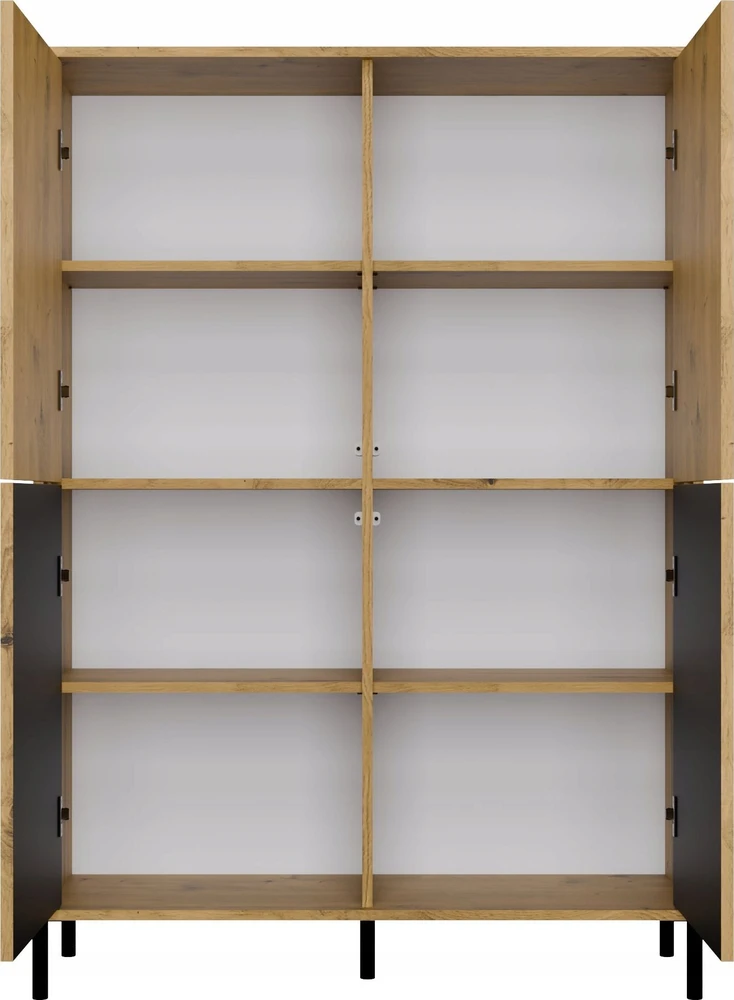 Top E Shop KAMARO 4DK SLIM/GL ĄŽUOLINĖ ARTISAN VITRINĖ SPINTELĖ
