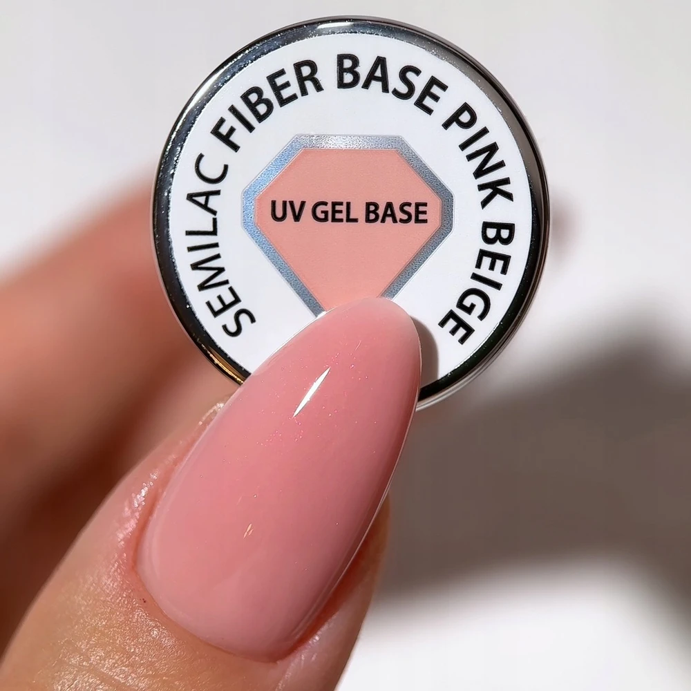 Semilac SEMILAC Fiber Base hibridinių nagų lakų bazė - rausvai smėlio spalvos 7 ml