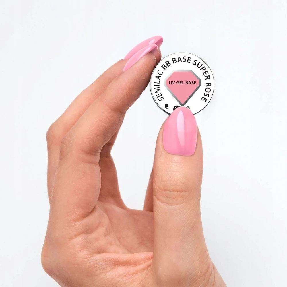 Semilac SEMILAC guminis pagrindas „Be Beautiful“ hibridiniams nagų lakams – „Super Rose“ 7 ml