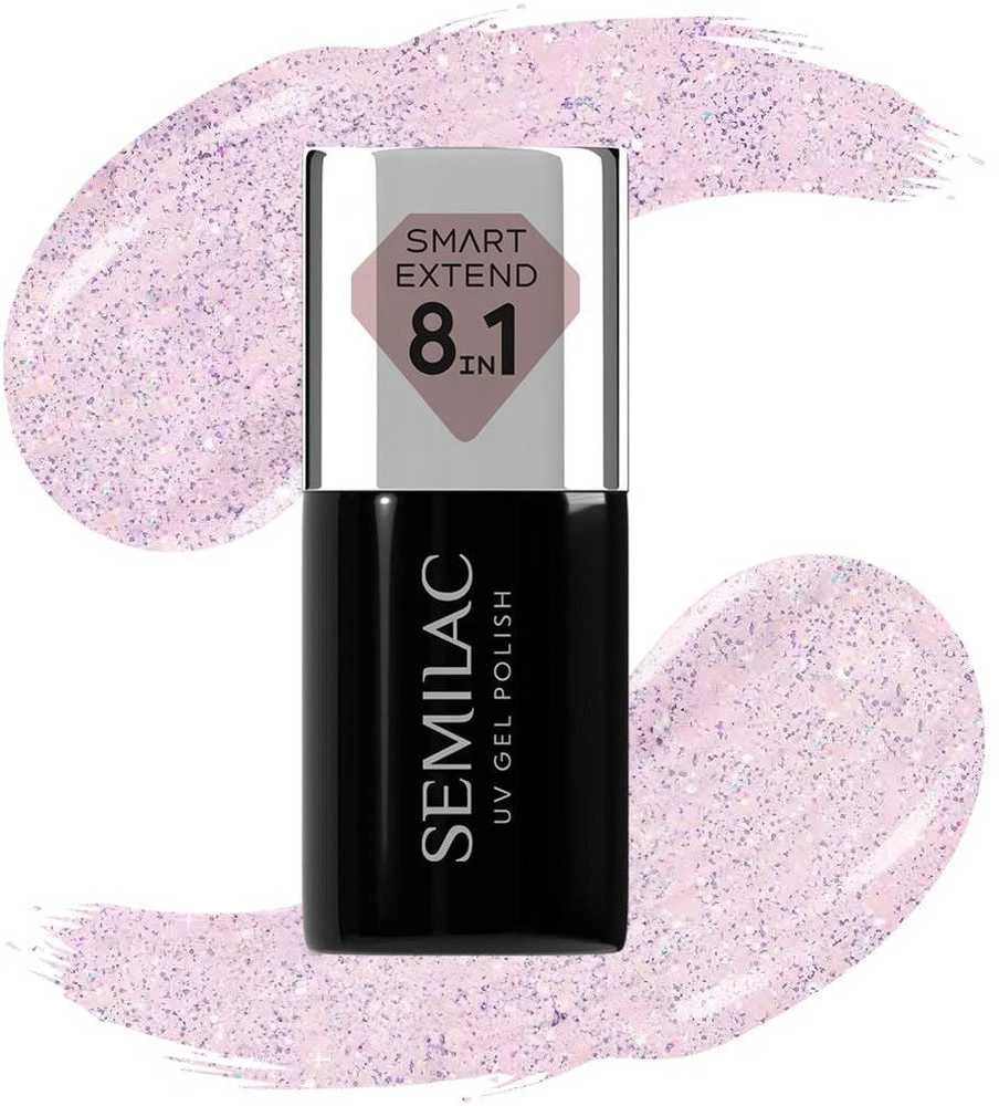 Semilac SEMILAC Smart Extend hibridinis lakas Glitter Delicate Rožinė nr. 806 7 ml