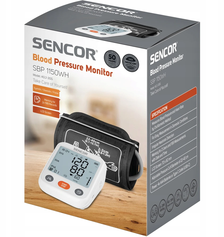 Kraujospūdžio matuoklis Sencor Sencor SBP 1150WH Blood Pressure Monitorius