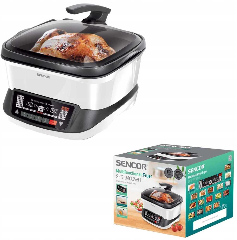 Gruzdintuvė beztłuszczowa Sencor SFR 9400WH Daugiafunkcis kepimo prietaisas 18in1 4.8L 1800W