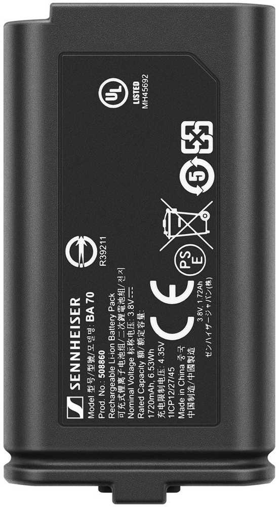 Sennheiser BA 70 - Baterija - skirta EW-D SKM-S baziniam rinkiniui (Q1-6), SKM-S baziniam rinkiniui (R1-6), SKM-S baziniam rinkiniui (R4-9)