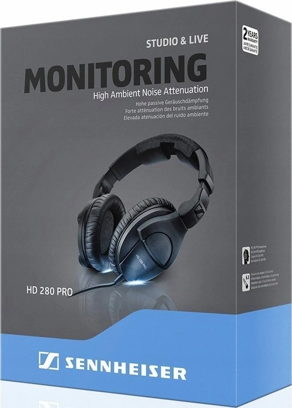 Sennheiser HD280 Pro su laidu, 3,5 mm Jack, Juodos spalvos