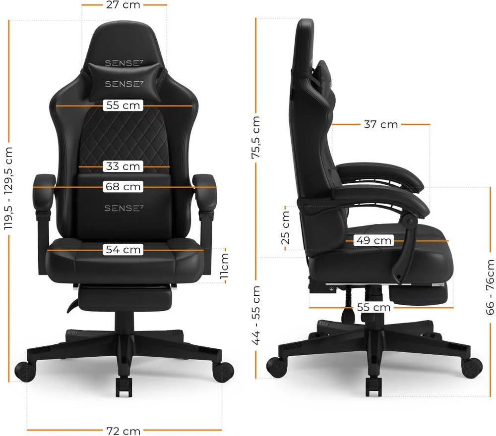 Žaidimų kėdė SENSE7 DEVON PU, juoda