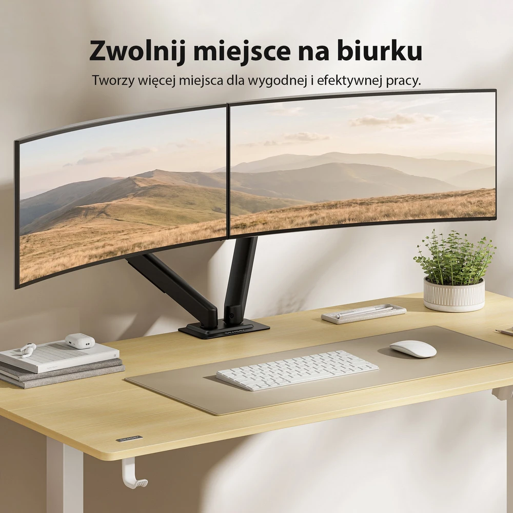 SENSE7 Laikiklis biurkowy na 2 monitory 17''-32'' HANG DOUBLE Light