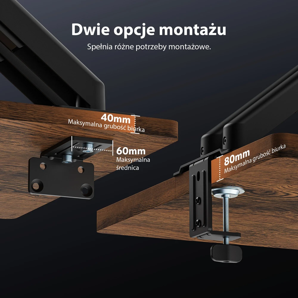 SENSE7 Laikiklis biurkowy na 2 monitory 17''-32'' HANG DOUBLE Light