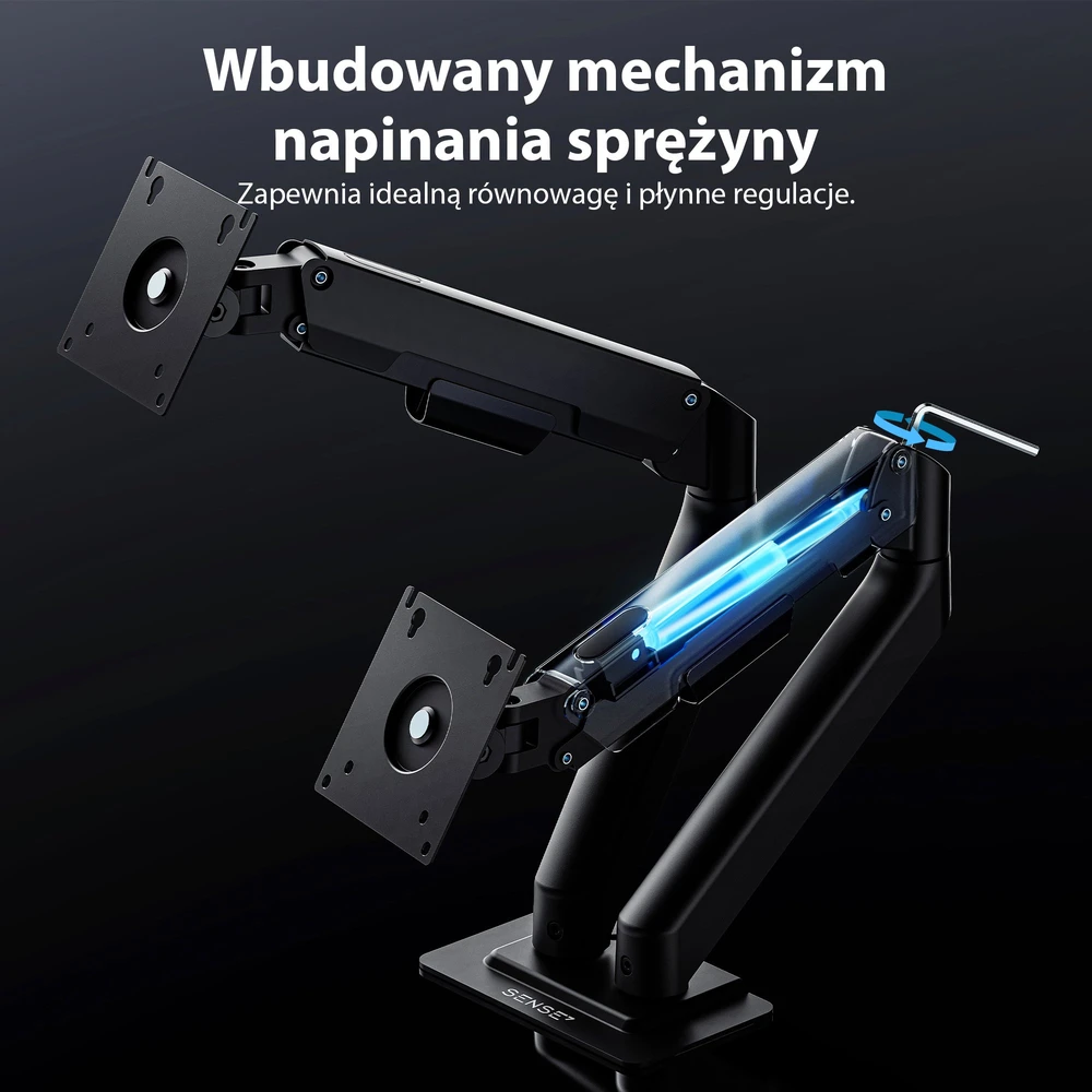 SENSE7 Laikiklis biurkowy na 2 monitory 17''-32'' HANG DOUBLE Light