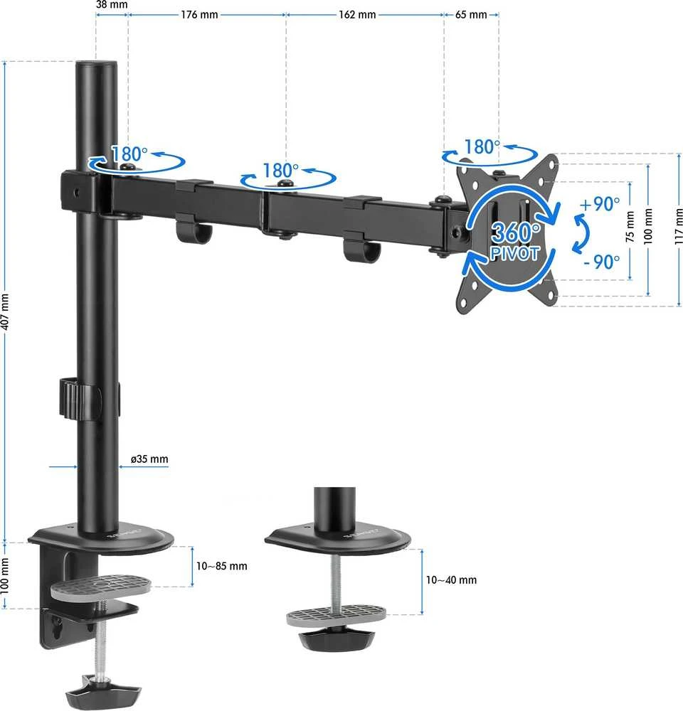 SENSE7 Laikiklis biurkowy na monitorius 17"-32" FLOAT ARM