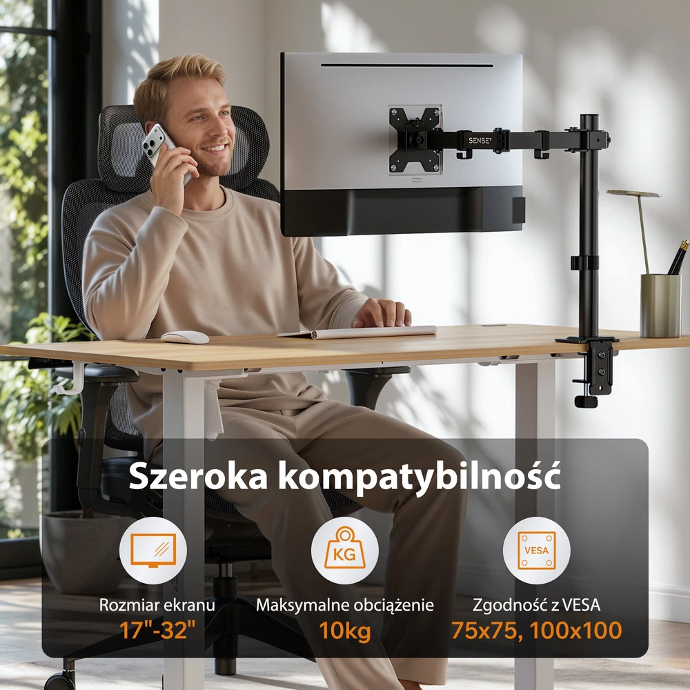 SENSE7 Laikiklis biurkowy na monitorius 17''-32'' FLOAT Light ARM