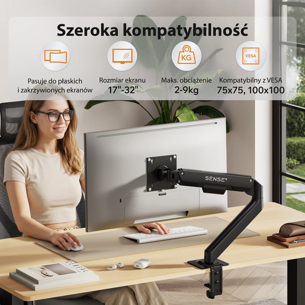 SENSE7 Laikiklis biurkowy na monitorius 17''-32'' HANG Light