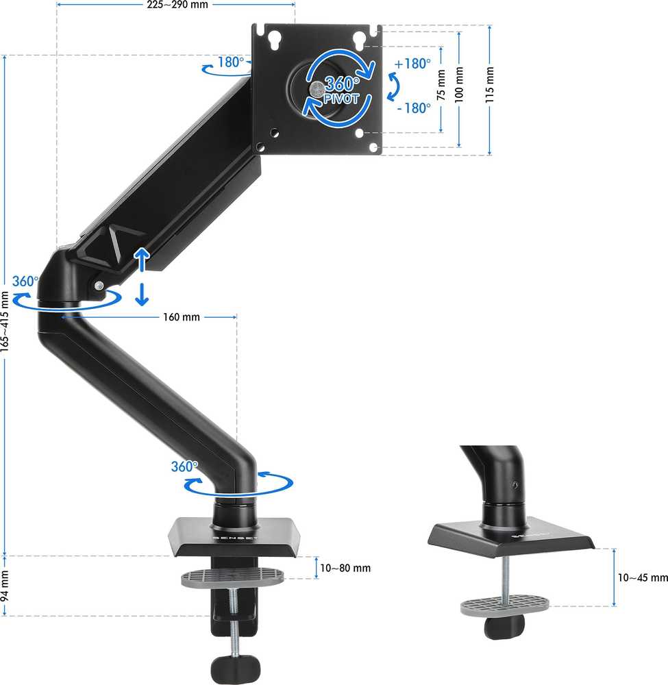 SENSE7 Stalo laikiklis 17"-32" monitoriams HANG