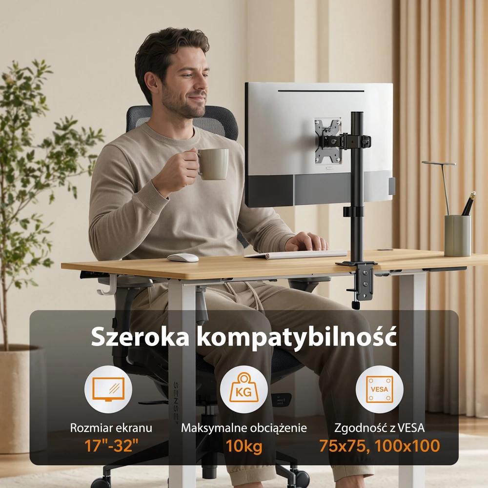 SENSE7 Laikiklis biurkowy na monitorius 17''-32'' FLOAT Light