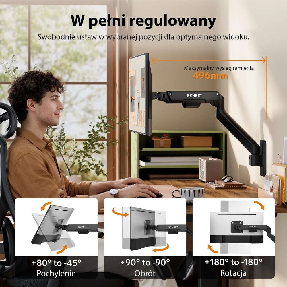 SENSE7 Laikiklis do ściany na monitorius 17''-32'' HANG Light WALL ARM