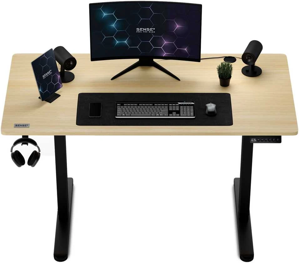SENSE7 Nojo 120x60 Juodas Pine elektrinis rašomasis stalas