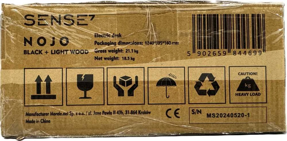 SENSE7 Nojo 120x60 Juodas Pine elektrinis rašomasis stalas