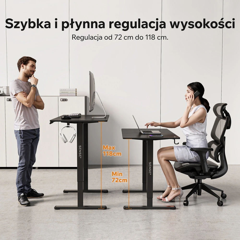 Rašomasis stalas SENSE7 NOJO LIGHT, juodas, 120 × 60 cm