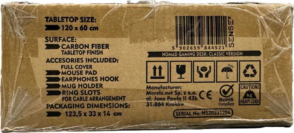 Biurko SENSE7 žaidimams Nomad Classic Juoda 120x60 cm