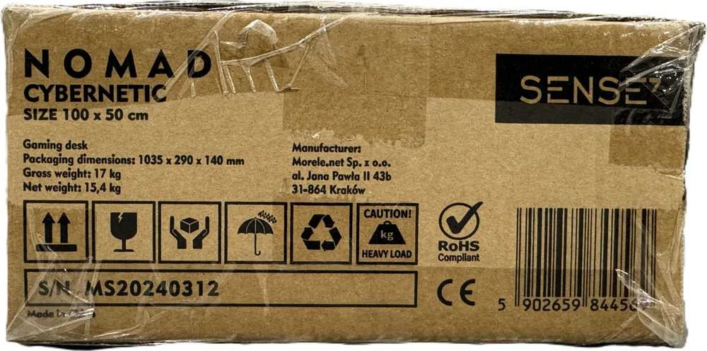 SENSE7 Nomad Cybernetic stalas juodas 100 cmx50 cm 100x50 cm