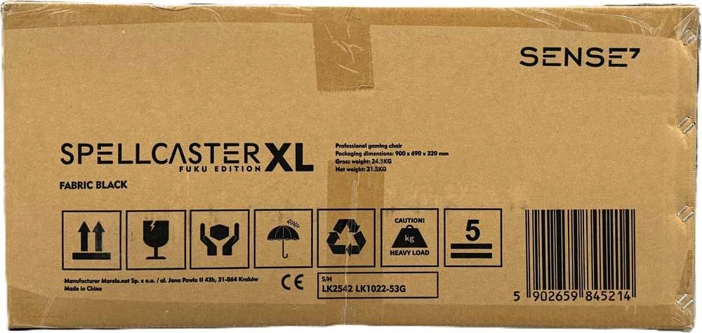 Žaidimų kėdė SENSE7 Spellcaster FUKU XL, Juoda (medžiaginė)