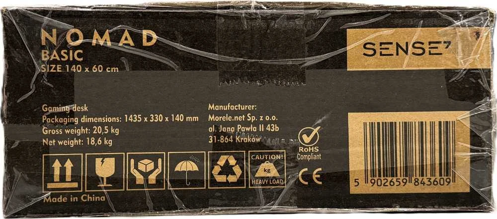 SENSE7 Nomad Basic rašomasis stalas, juodas, 140 cm x 60 cm, bazinis