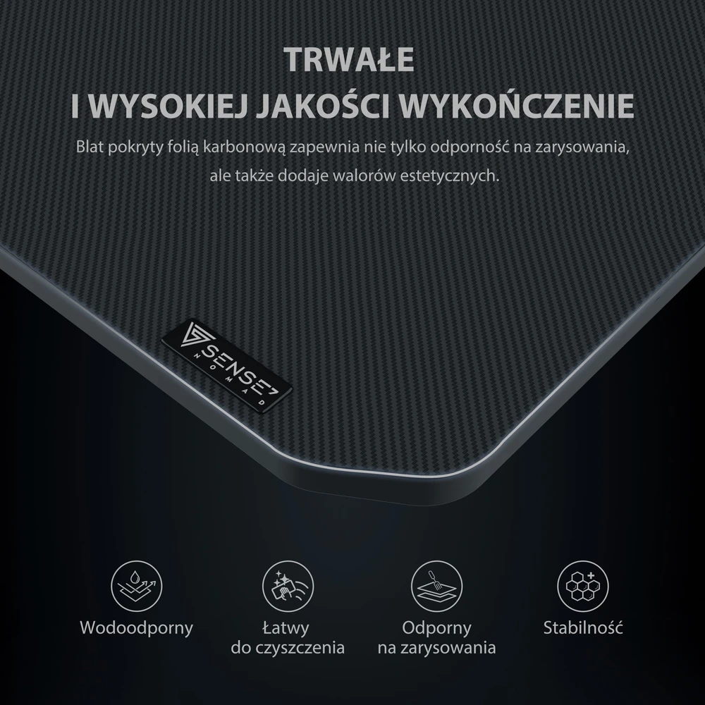 SENSE7 Nomad Basic rašomasis stalas, juodas, 140 cm x 60 cm, bazinis