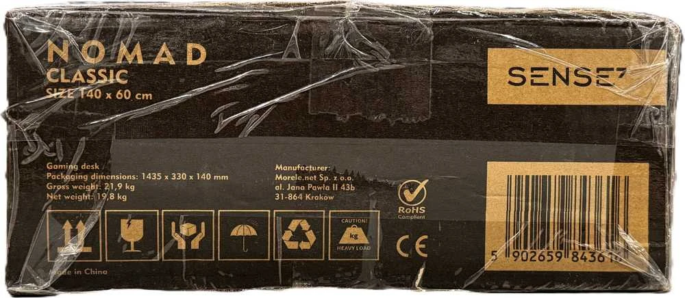 SENSE7 Nomad klasikinis rašomasis stalas, juodas, 140 cm x 60 cm, klasikinis