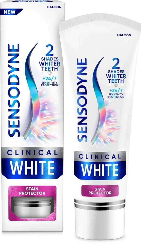 Sensodyne Klinikinė balinamoji dantų pasta „Clinical Baltas Stain Protector“, 75 ml