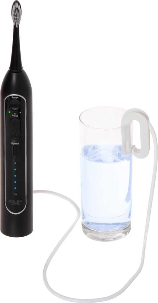 Dantų šepetėlis Adler | 2-in-1 Vanduo Flossing Sonic | AD 2180b | Įkraunamas | Suaugusiems | Šepetėlių skaičius galvutės įeina 2 | Number of teeth brushing modes 1 | Juodas