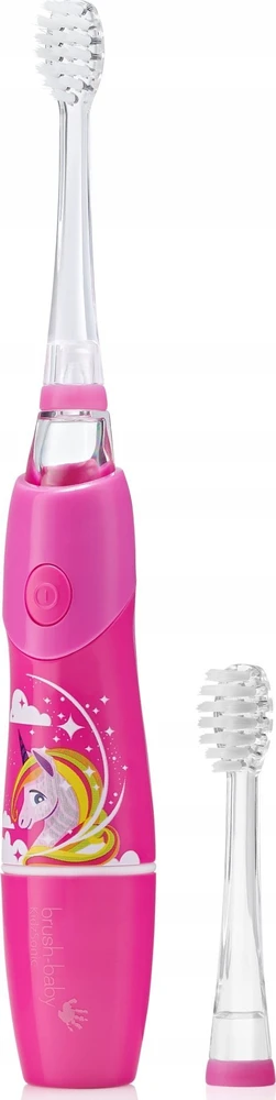 Brush-Baby KidzSonic rožinis veikiantis šepetėlis su priedu
