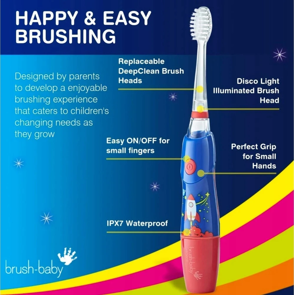 Brush-Baby KidzSonic šepetėlio savybių schema