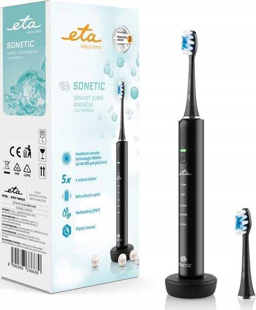 Dantų šepetėlis Šepetėlis Eta Sonetic II 1709 90010 Juoda