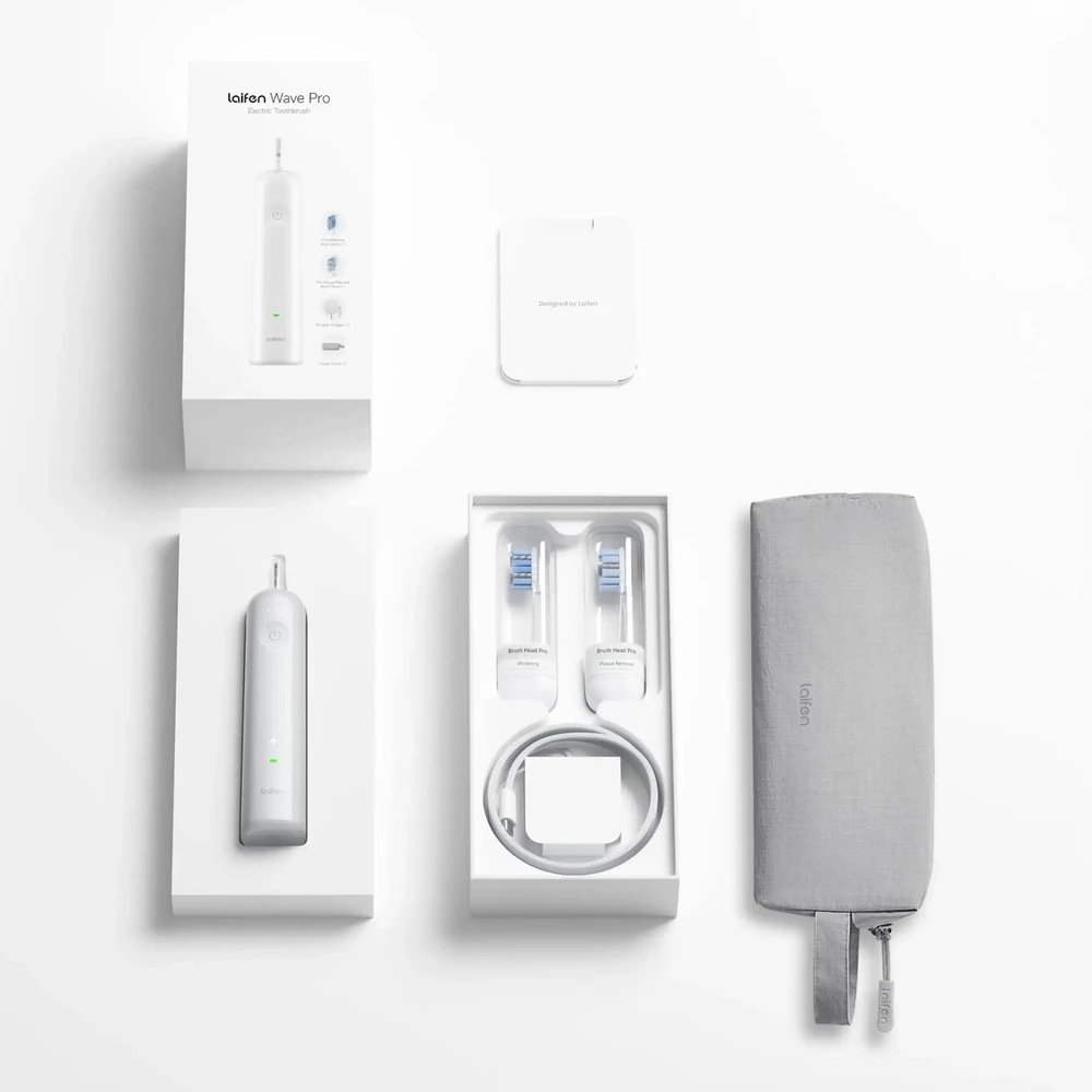 Šepetėlis Laifen Sonicinis dantų šepetėlis Wave Pro ABS IPX8 SMART 70 dienų Balta