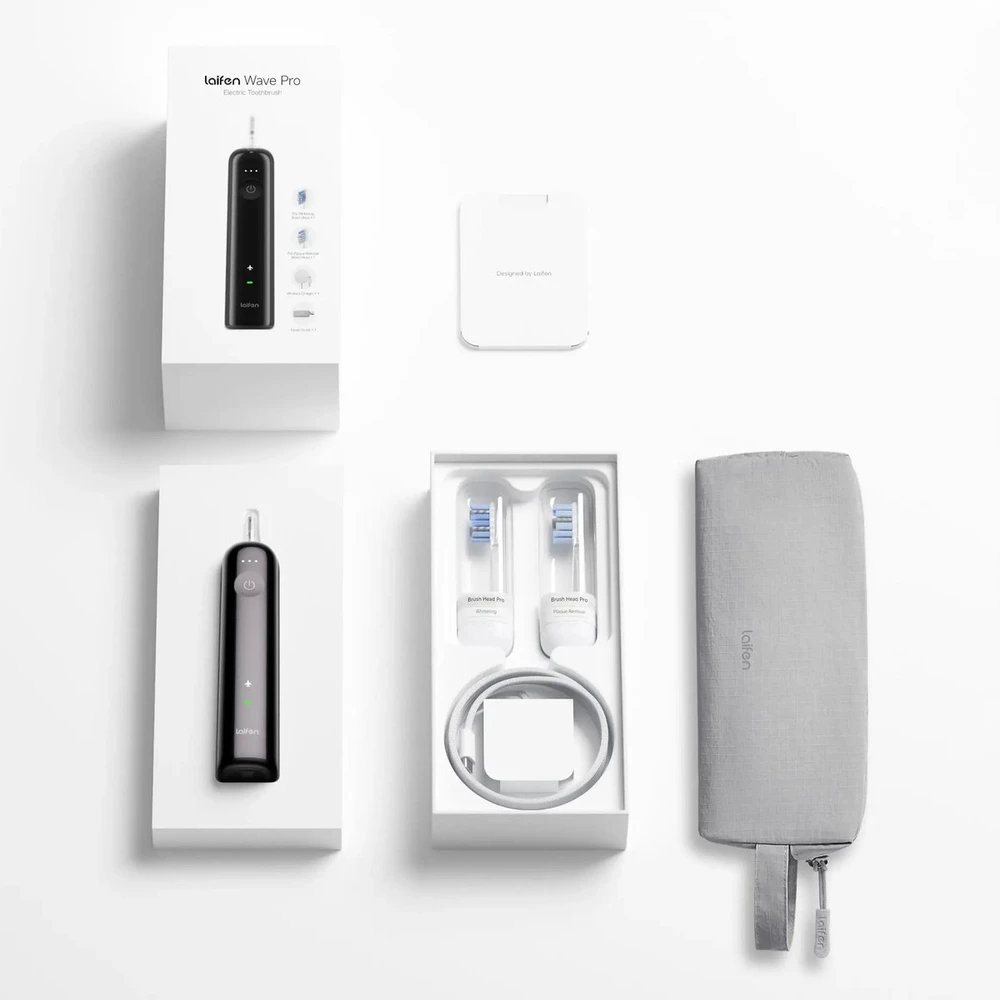 Šepetėlis Laifen Soninis dantų šepetėlis Wave Pro ABS IPX8 SMART 70 dienų Juodas