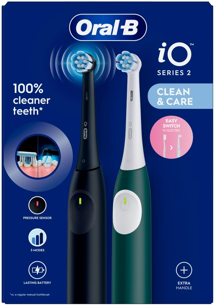 Braun iOS2d.2ZZ9.0 Oral-B iO2 Elektrinis Dantų Šepetėlis Duo Night Juodas and Žalias Forest