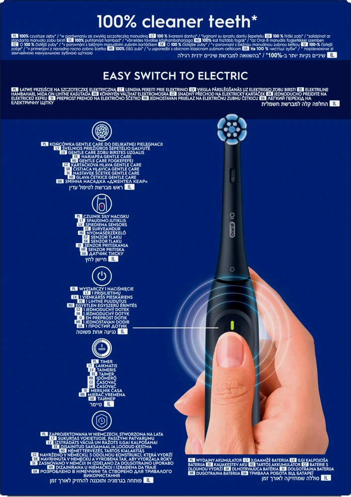 Braun iOS2.1D9.2K Oral-B iO2 Elektrinis Dantų Šepetėlis Night Juodas + Kelioninis Dėklas