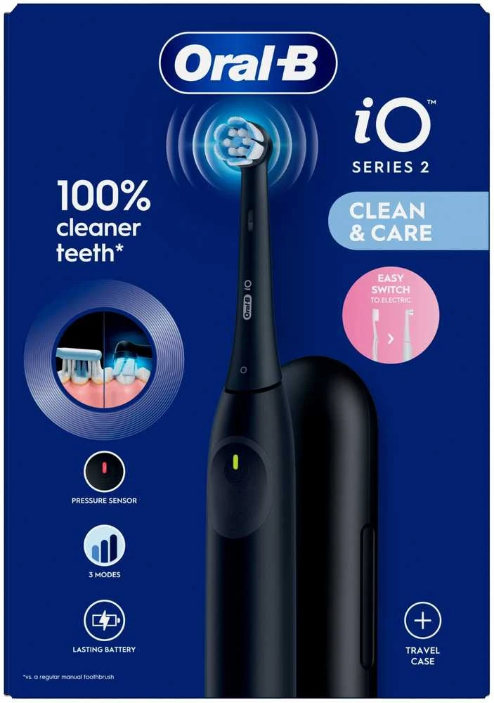 Braun iOS2.1D9.2K Oral-B iO2 Elektrinis Dantų Šepetėlis Night Juodas + Kelioninis Dėklas