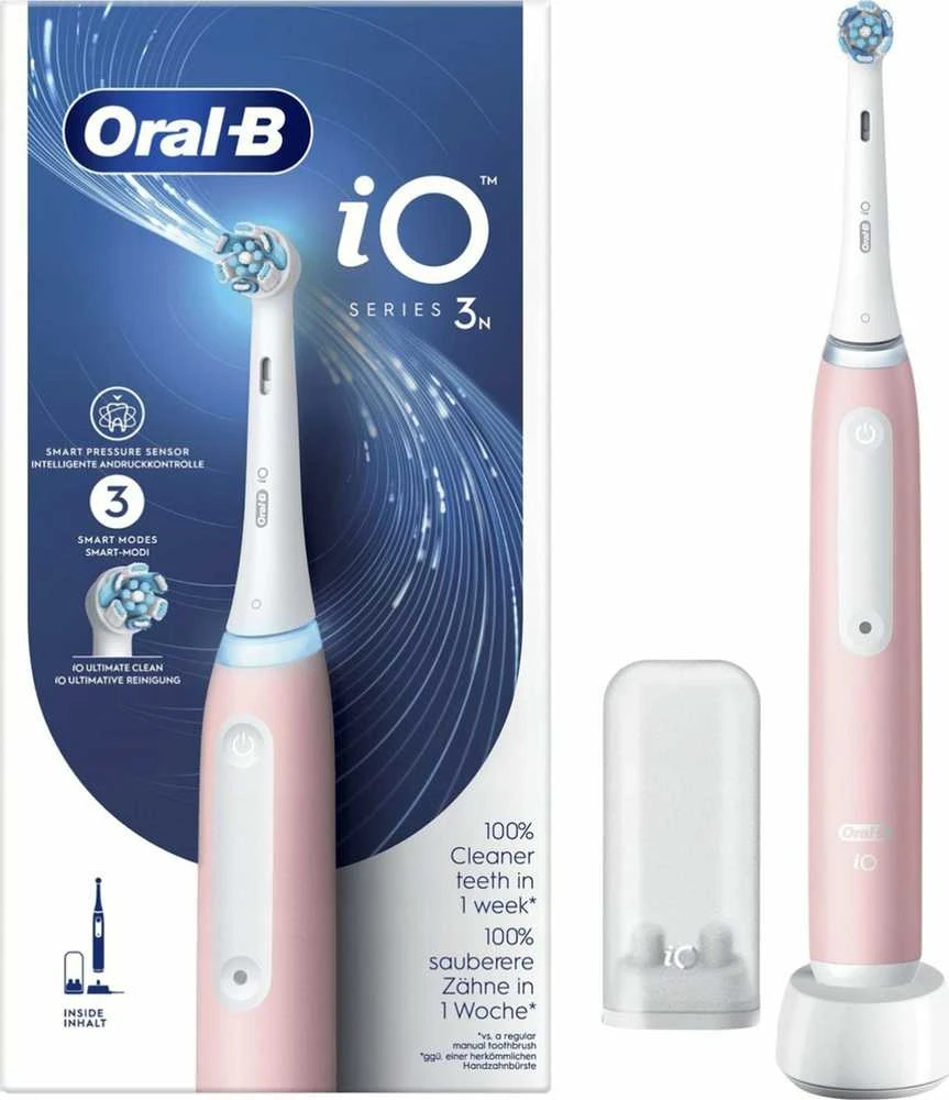 Braun Oral-B Elektrinis dantų šepetėlis | iO3N | Įkraunamas | Suaugusiems | Šepetėlių skaičius galvutės įeina 1 | Number of teeth brushing modes 3 | Rožinė