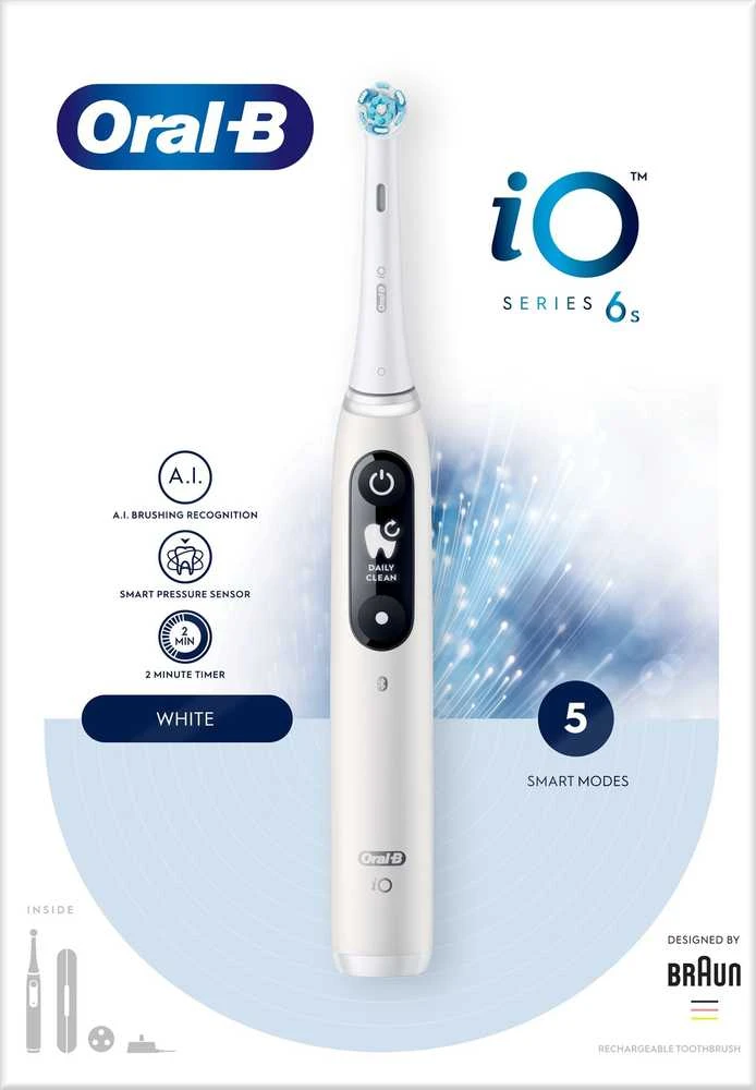 Elektrinis dantų šepetėlis Oral-B iO6 Series, baltas, 4210201438069