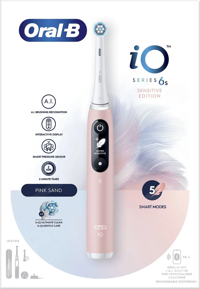 Elektrinis dantų šepetėlis Oral-B iO Series 6s, rožinės spalvos