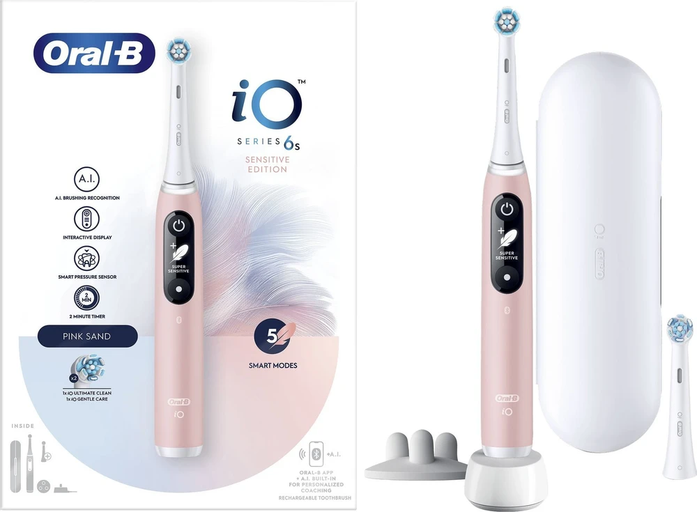 Elektrinis dantų šepetėlis Oral-B iO Series 6s, rožinės spalvos