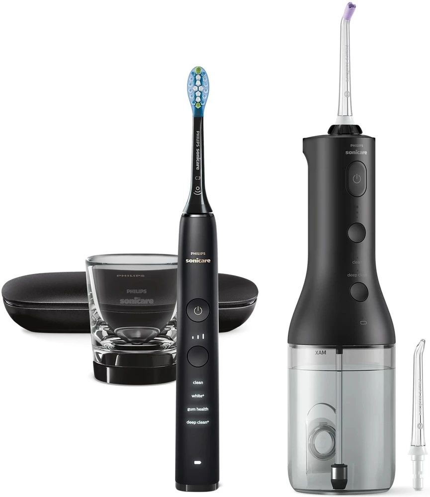Burnos irigatorius ir dantų šepetėlis Philips Sonicare Cordless Power Flosser „DiamondClean 9000“  HX3886/43