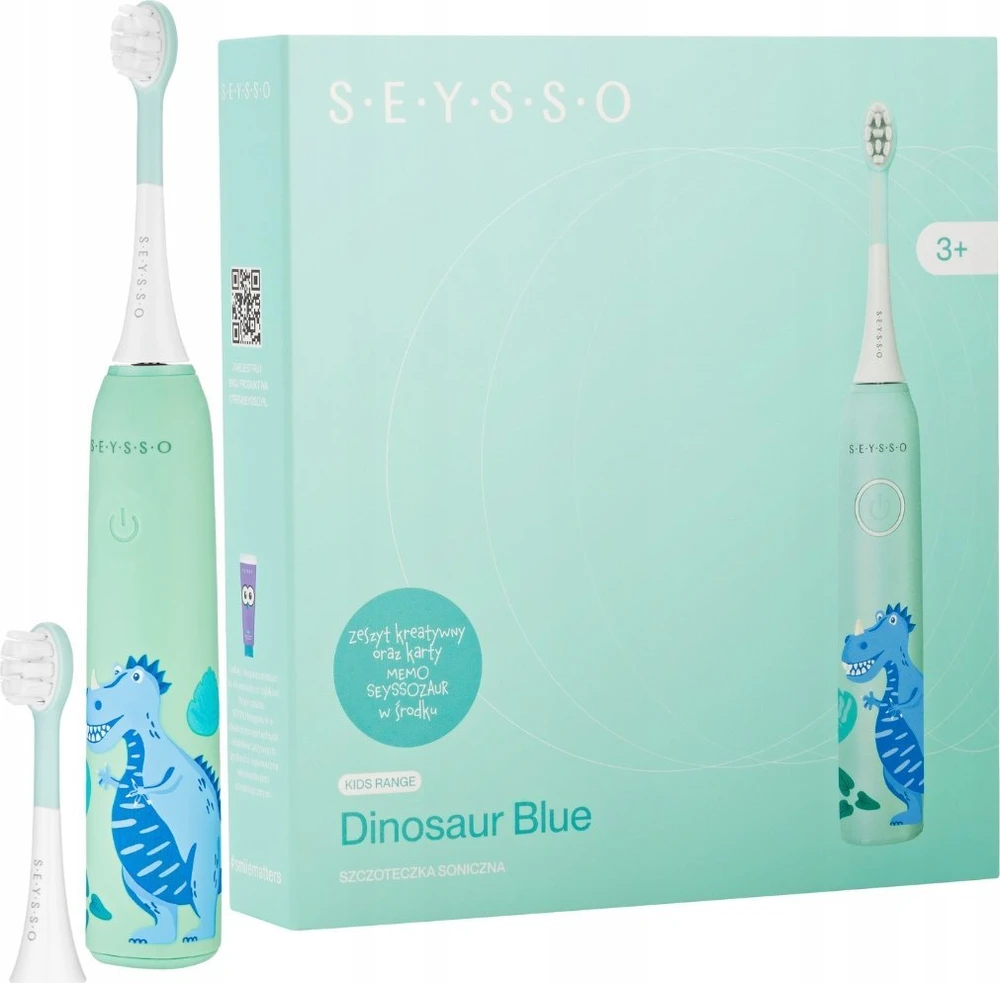 SONINIS DANTŲ ŠEPETĖLIS SEYSSO KIDS DINOSAUR MĖLYNAS