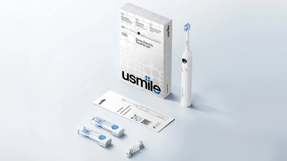Dantų šepetėlis Šepetėlis Usmile Soniczna Y10 Baltas + 2 antgaliai