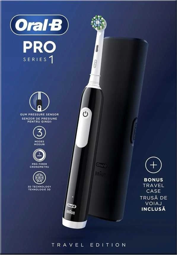 Oral-B Elektrinis dantų šepetėlis | Pro Series 1 | Įkraunamas | Suaugusiems | Šepetėlių skaičius galvutės įeina 1 | Number of teeth brushing modes 3 | Juodas