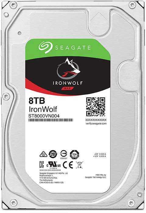 „SEAGATE NAS HDD 8TB IronWolf 7200rpm 6Gb/s SATA 256MB cache 8,9cm 3,5inch 24x7“ skirtas NAS ir RAID Rackmount sistemoms, juodos spalvos